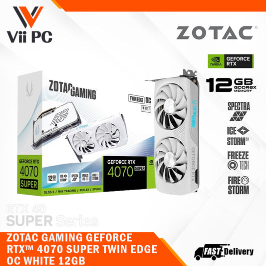 ZOTAC GAMING GeForce RTX 4070 SUPER / RTX4070 SUPER Twin Edge WHITE OC 12GB GDDR6X Graphic Cards with DLSS 3.5 (PCI-E 4.0, 1 x 12-pin, OpenGL®4.6)