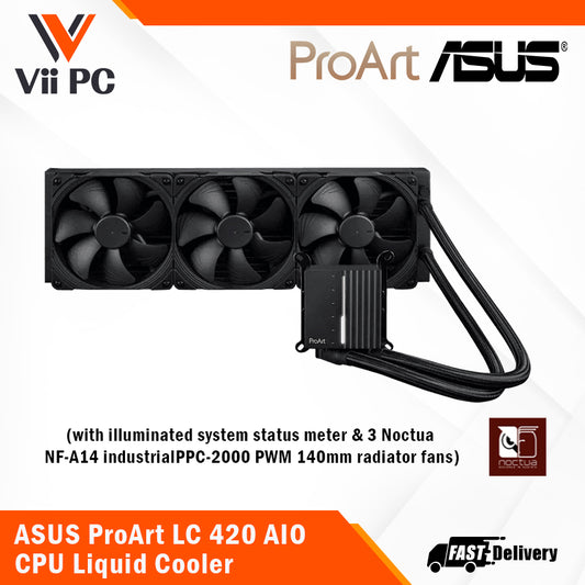 ASUS ProArt LC 420 ALL-IN-ONE CPU LIQUID COOLER w illuminated system status meter & 3 Noctua NF-A14, PWM 140mm fans