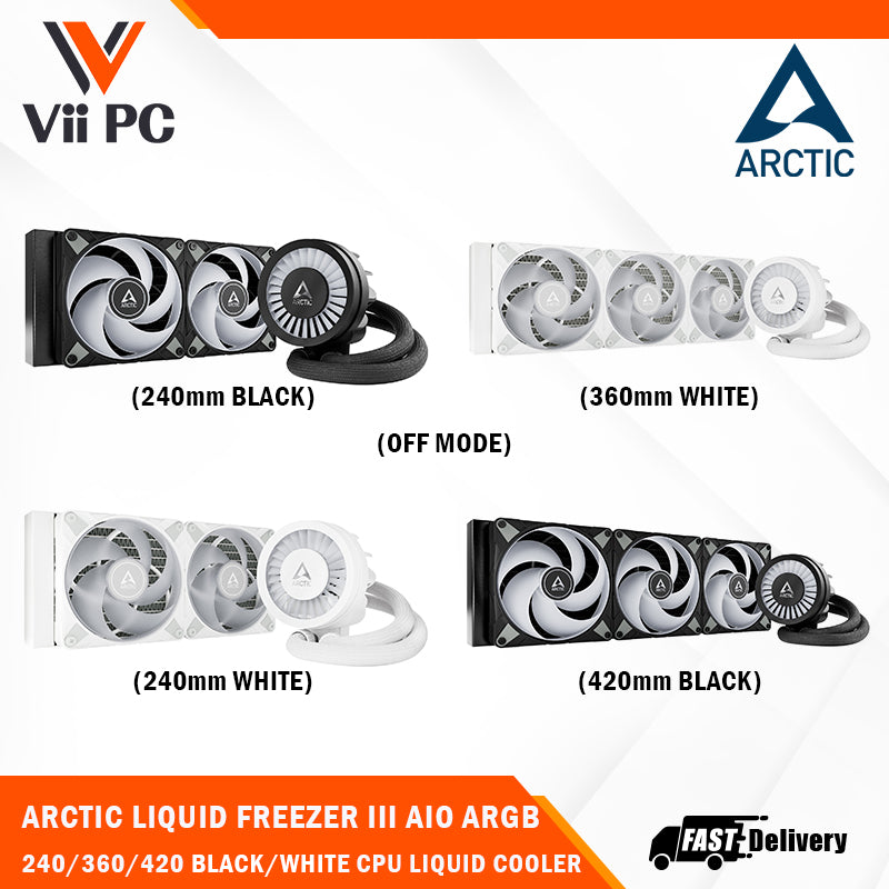 ARCTIC Liquid Freezer III 240/360/420 BLACK/WHITE ARGB Multi Compatible All-in-One CPU Liquid Cooler LGA1851,LGA1700,AM5,AM4