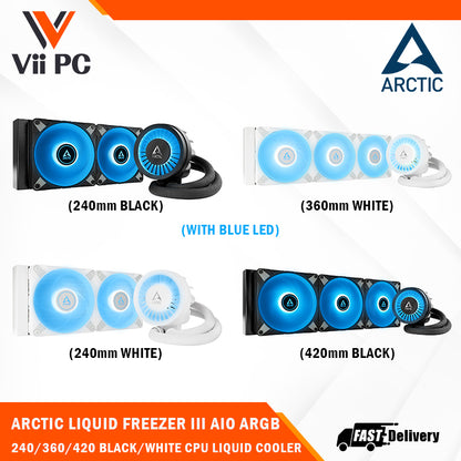ARCTIC Liquid Freezer III 240/360/420 BLACK/WHITE ARGB Multi Compatible All-in-One CPU Liquid Cooler LGA1851,LGA1700,AM5,AM4