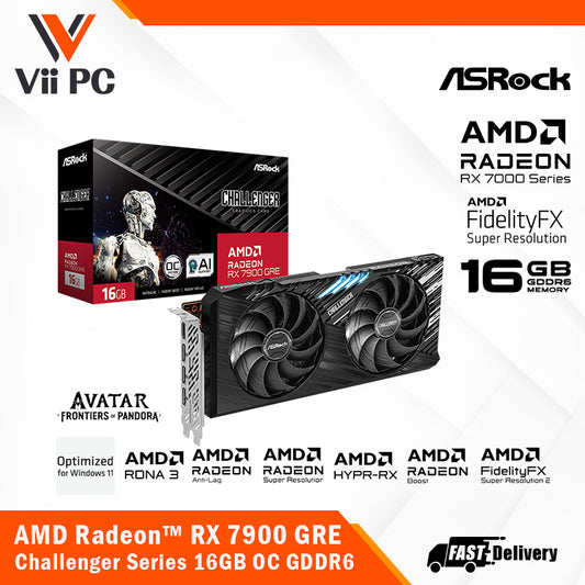 ASROCK AMD RADEON RX 7900 GRE Challenger Series 16GB OC GDDR6 Graphics Card (3 Year Warranty)