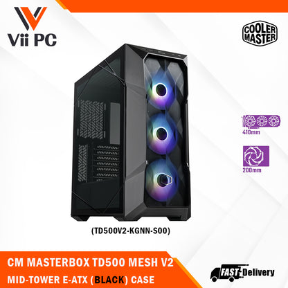 COOLER MASTER MASTERBOX TD500 MESH V2 Mid Tower E-ATX BLACK/WHITE Casing