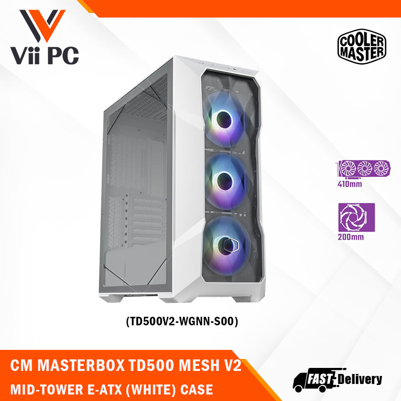 COOLER MASTER MASTERBOX TD500 MESH V2 Mid Tower E-ATX BLACK/WHITE Casing
