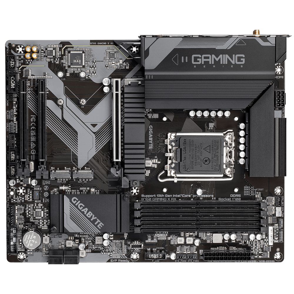 GIGABYTE B760 GAMING X AX (rev. 1.x) Wi-Fi 6E DDR5 LGA 1700 M.2 PCIe 4.0 ATX Motherboard