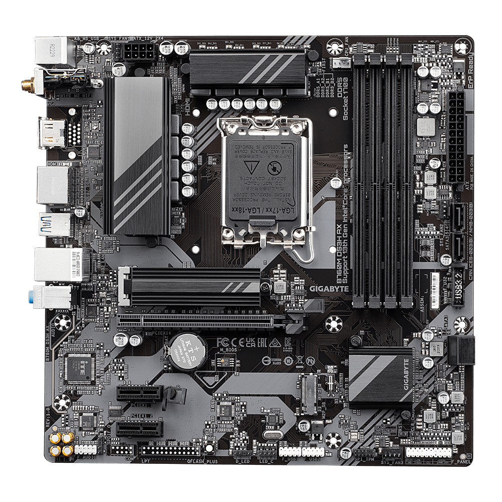 GIGABYTE B760M DS3H AX (rev. 1.x) LGA1700 socket/Wi-Fi 6E/DDR5 Support/2.5GbE LAN/ULTRA DURABLE MATX Motherboard