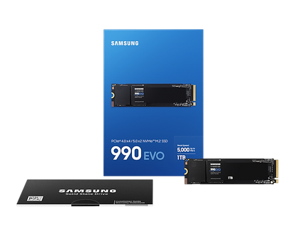 SAMSUNG 990 EVO NVMe 2.0 M.2 2280 SSD (1TB / 2TB) - PCIe 4.0x4/PCIe 5.0x2/Up to 5,000 MB/s Read/Up to 4,200 MB/s Write/5 Yrs Wty