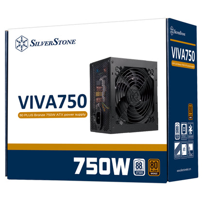 SilverStone VIVA 750 Bronze (VIVA Series) 80 Plus® Bronze 750W ATX Power Supply - Up to 88% Efficiency/230V/PCI-E 8pin and PCI-E 6pin Connectors Support/Active PFC