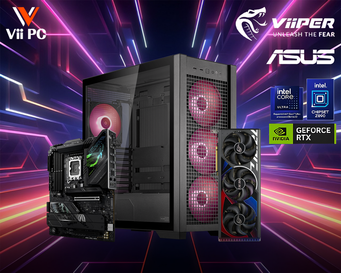 ViiPER Gaming PC INTEL CORE ULTRA 9 285K, GeForce RTX™ 4080 SUPER 16GB GDDR6X OC Edition, 2TB GEN 4 SSD Gaming Desktop DIY PC