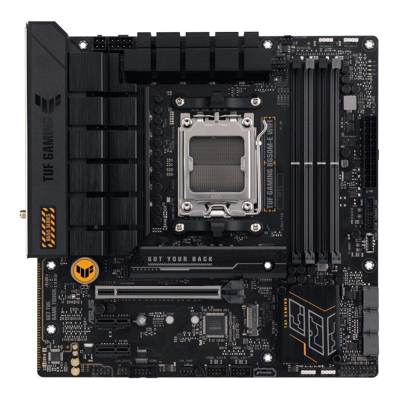 ASUS TUF GAMING B650M-E WIFI AMD Socket AM5 4 x DIMM slots DDR5 Wi-Fi 6 M-ATX GAMING MOTHERBOARD