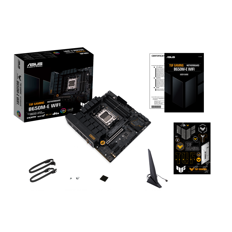 ASUS TUF GAMING B650M-E WIFI AMD Socket AM5 4 x DIMM slots DDR5 Wi-Fi 6 M-ATX GAMING MOTHERBOARD