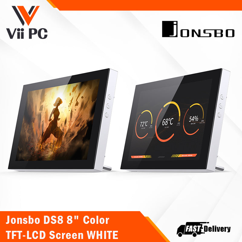 Jonsbo DS8 8" Color TFT-LCD, 1280x800, 60Hz, 30ms, Standalone use or install into D31/41, 1Yr Wty BLACK/WHITE For Case