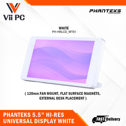 PHANTEKS 5.5" HI-RES UNIVERSAL LCD DISPLAY, Magnetic Mounting, 60Hz, 2160x1440, IPS w/LED backlighting, 99%sRGB, Plug and Play, HDMI, FOR PC BLACK/WHITE