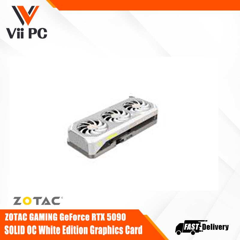 ZOTAC GAMING GeForce RTX 5090 SOLID OC White Edition 32GB GDDR7 PCI Express 5.0 x16 3 x DisplayPort 2.1b with UHBR20 Graphics Card