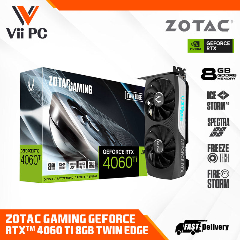 ZOTAC GAMING NVIDIA GeForce RTX 4060 Ti 8GB DDR6 Twin Edge GAMING Graphics Card (Black / OC White Edition)