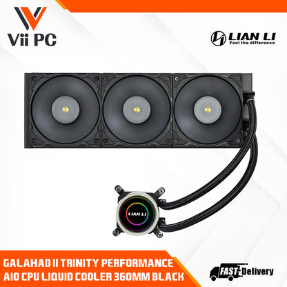 Lian Li Galahad II Trinity Performance 360 AIO CPU Liquid Cooler 360mm Black or White Daisy-chainable Radiator LCP Fans- Intel® LGA 1700, 1200, 115X, AMD® AM5/AM4 Sockets